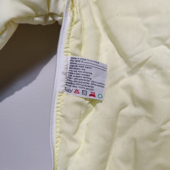 Vintage Baby Girls Sz 0-6 mos Yellow Puffy Bunting Snow Suit One Piece Coat Cat - Picture 6 of 9